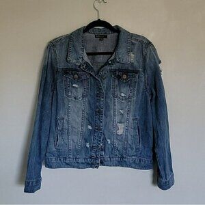 STS Blue Light Washed Distressed Jeans Jacket Size Medium